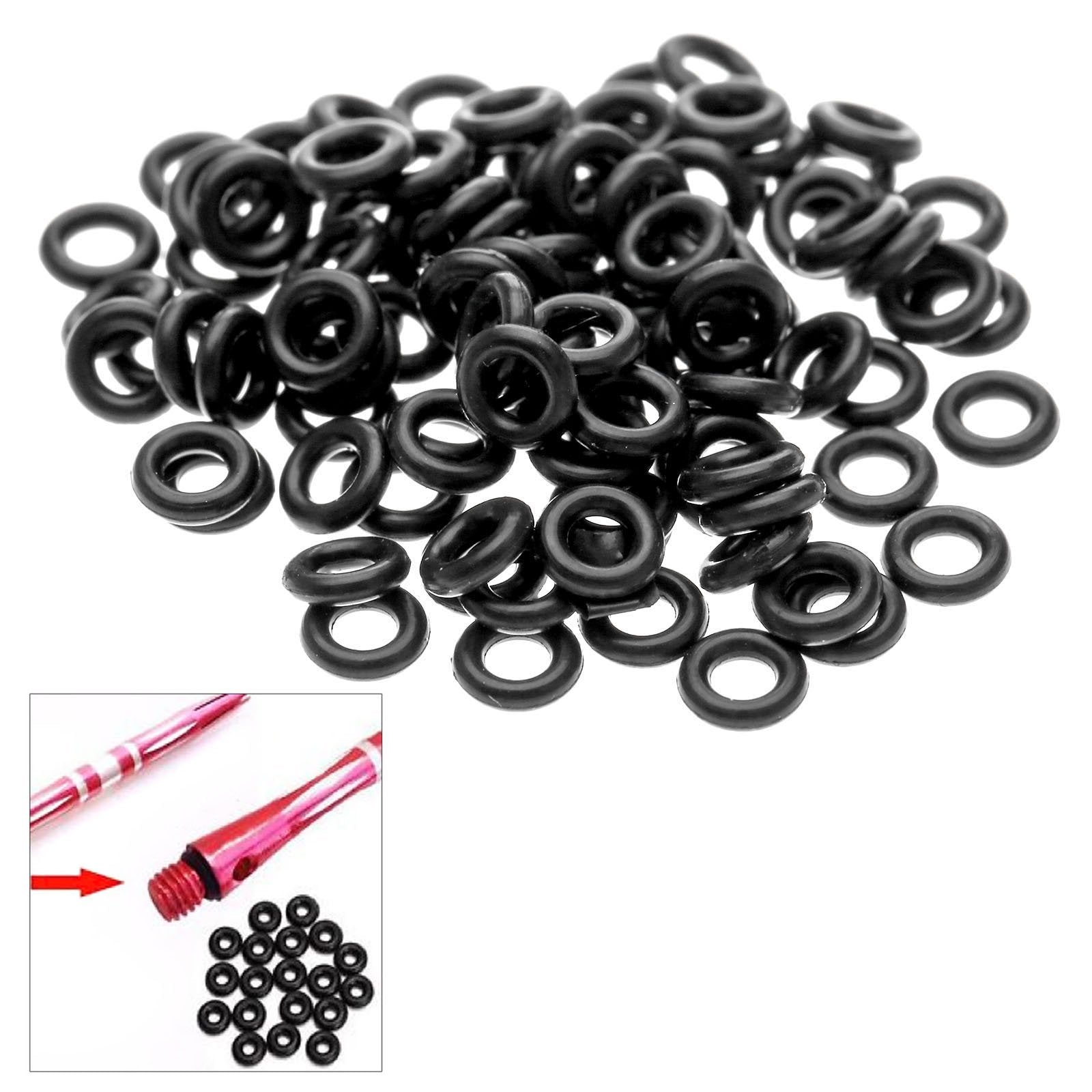 Dophee 100Pcs Stems/Flights Darts Tip Rubber O Ring Black Gasket Grip Washer Grommets