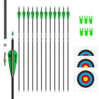 31Inch Carbon Arrow Archery Targeting Practice Hunting Arrows For Compound & Recurve Bow With Removable Tips(Pack Of 12) (Green