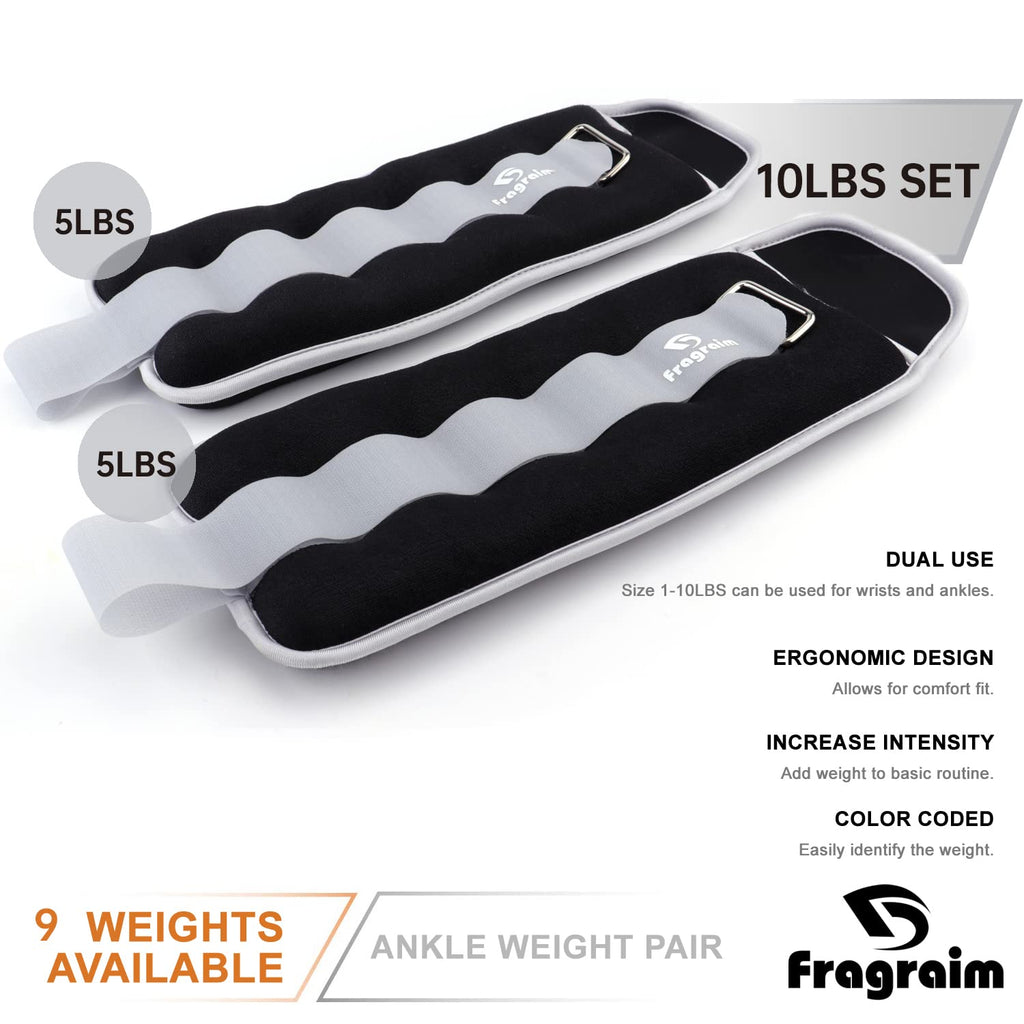 Ankle Weights For Women, Men And Kids - 5 Lbs X 2 Strength Training Wrist/Leg/Arm Weight With Adjustable Strap For Jogging, Gymn