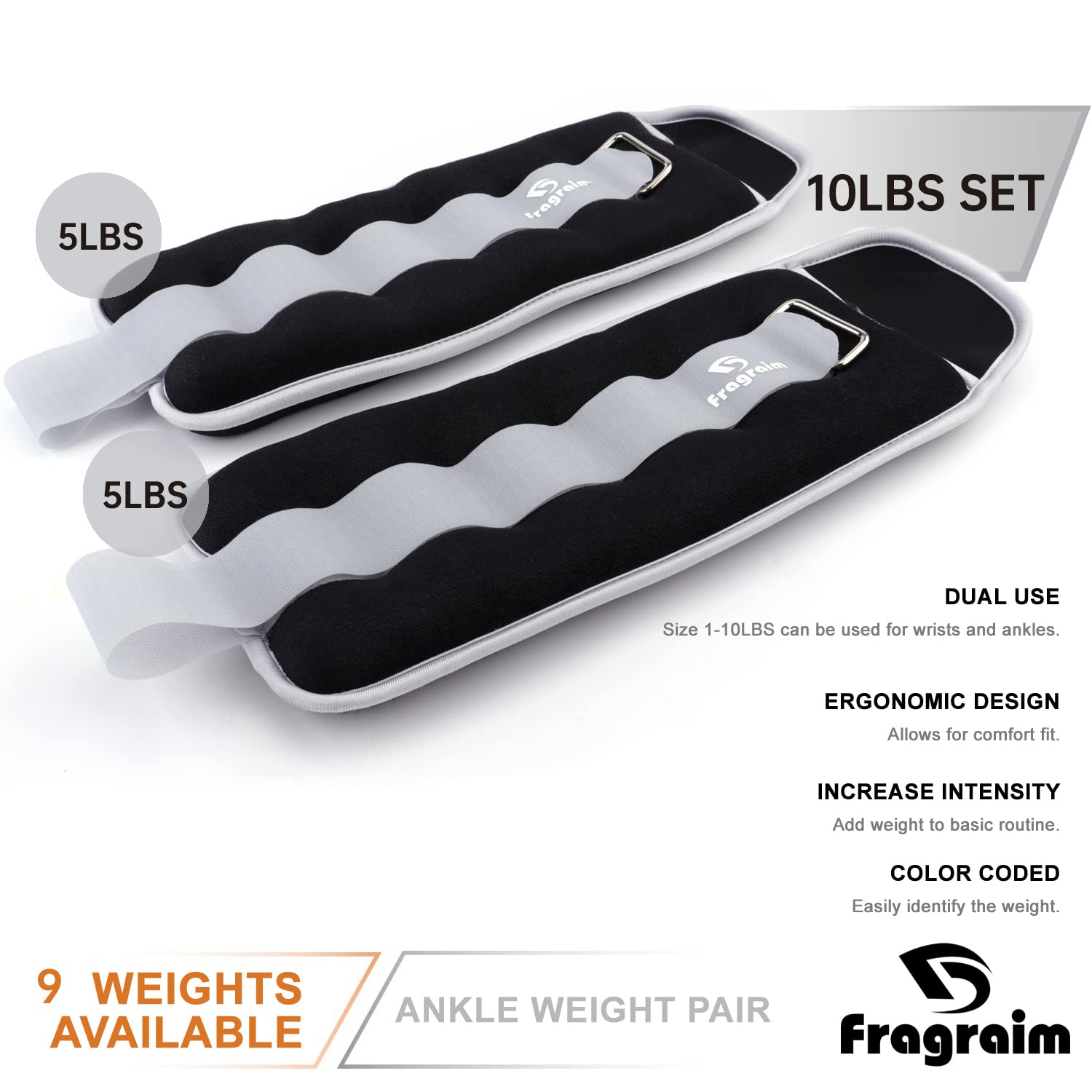Ankle Weights For Women, Men And Kids - 5 Lbs X 2 Strength Training Wrist/Leg/Arm Weight With Adjustable Strap For Jogging, Gymn