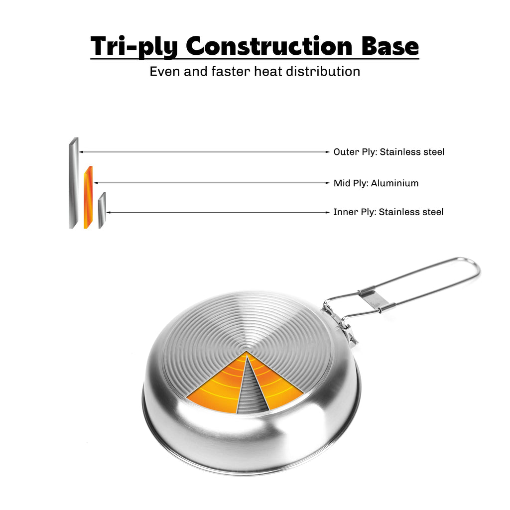 Fire-Maple Antarcti 8 Frying Pan | Sus 304 Stainless Steel Skillet | Durable And Easy To Clean | Ideal For Camping Fishing Bushc
