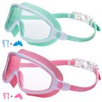 Seago Swim Goggles 2 Pack Anti-Fog Anti-Uv Wide View Swimming Goggles With Uv Protection|Adjustable|Anti Fog For Kids 3-15, Ligh