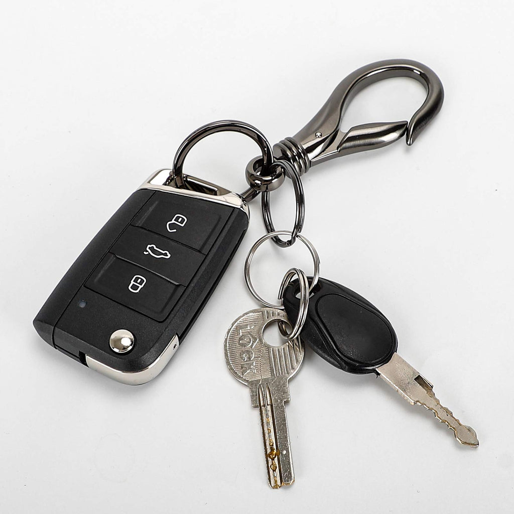 Besyl Black Commerce Keychain With 2 Key Rings, Office And School Heavy Duty Car Key Chain For Men And Women