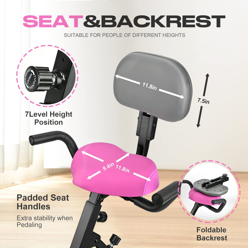 Techmoo Folding Exercise Bike, Magnetic Resistance 3 In 1 Portable Upright Foldable Exercise Bicycle Machine With Front And Back