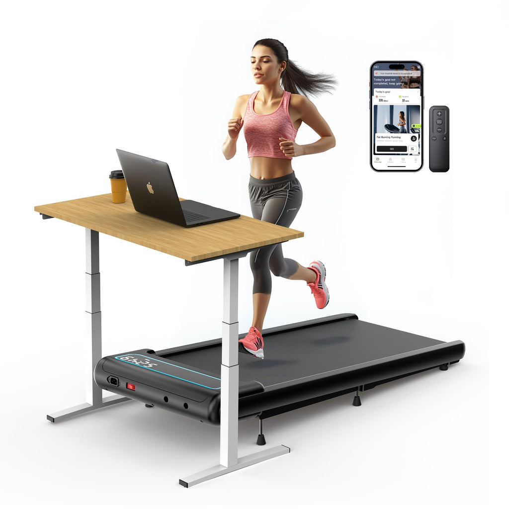 10% Incline Standing Under Desk Walking Pad Treadmill For Indoor Home Office - 2.5Hp Low Noise Running Treadmills With Smart Voi