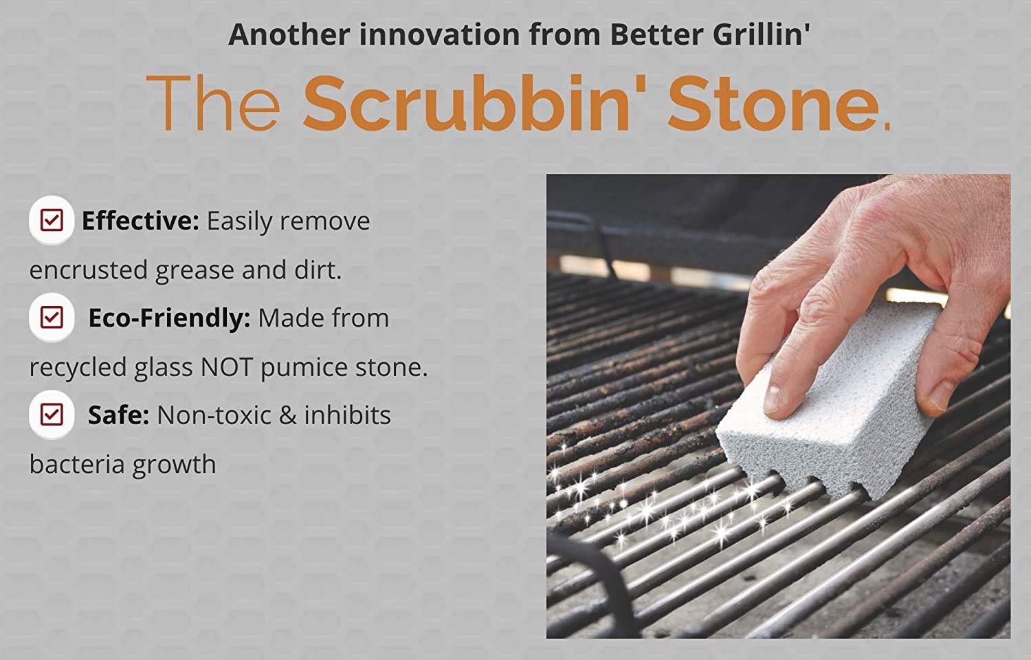 Better Grillin Scrubbin Stone Grill Cleaner-Scouring Brickbarbecue Grill Brushbarbecue Cleaner For Bbq, Griddle, 12Pk