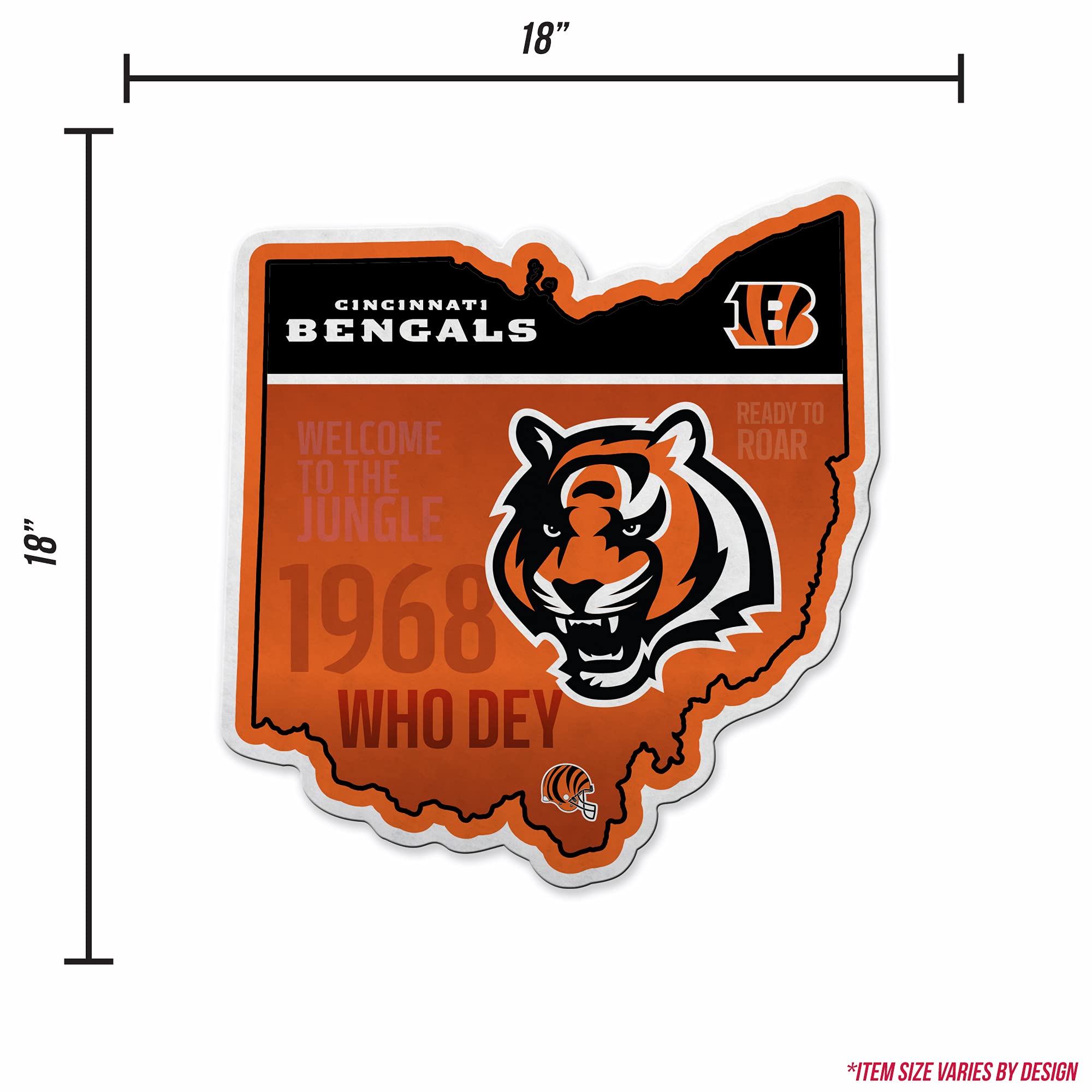 Rico Industries Nfl Football Cincinnati Bengals State Shape Shape Cut Pennant - Home And Living Room D  Cor - Soft Felt Ez To Ha