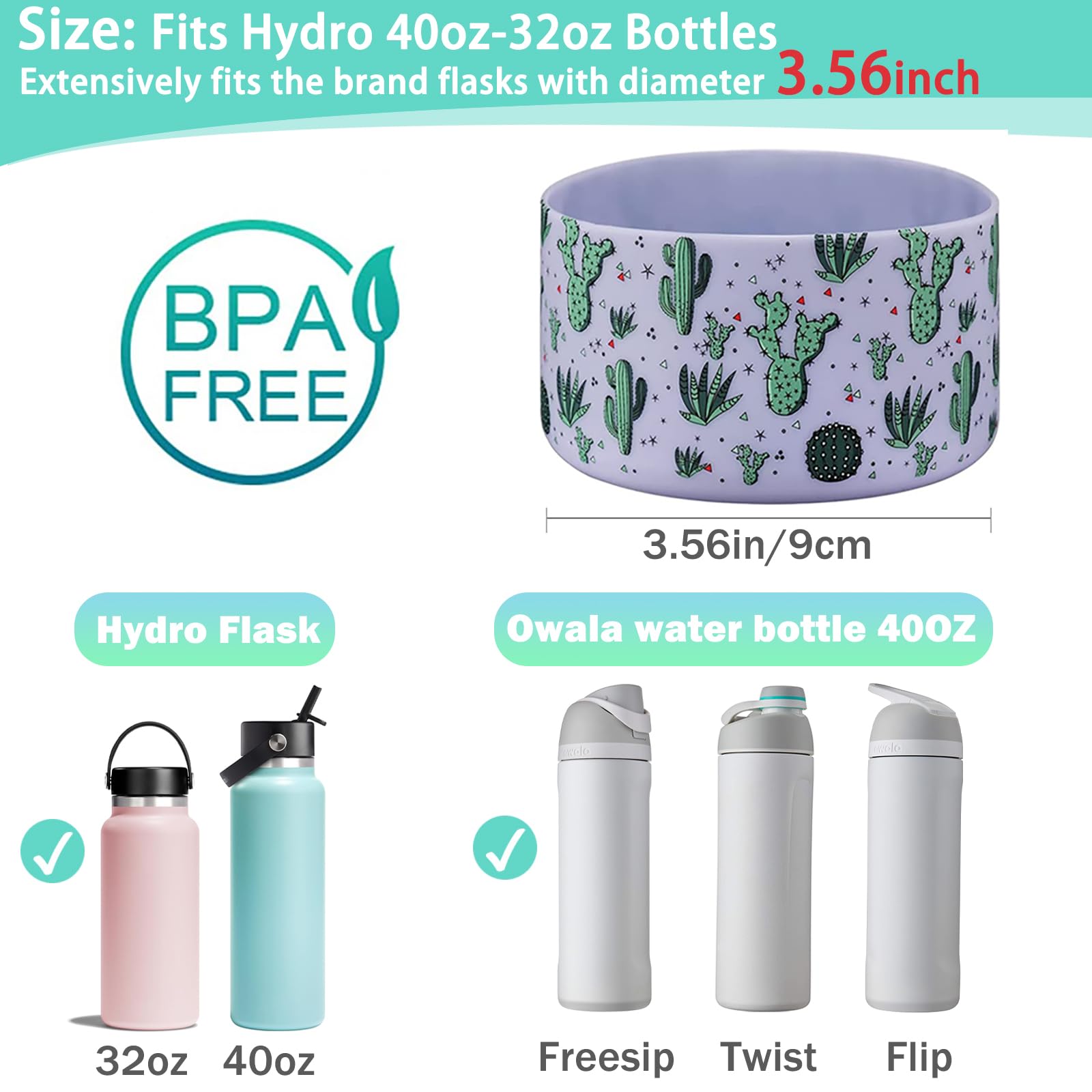 Wk Ieason Protective Silicone Sleeve Boot 32Oz 40Oz For Hydro Flask Wide Mouth Water Bottle,Takeya,Yeti And More Flask Rubber Bo