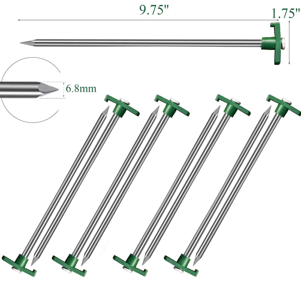 Cheardia 20 Pack Tent Stakes Heavy Duty, 10.25 Inch Yard Stakes Non-Rust Metal Tent Pegs Ground Stakes Tent Spikes For Camping P