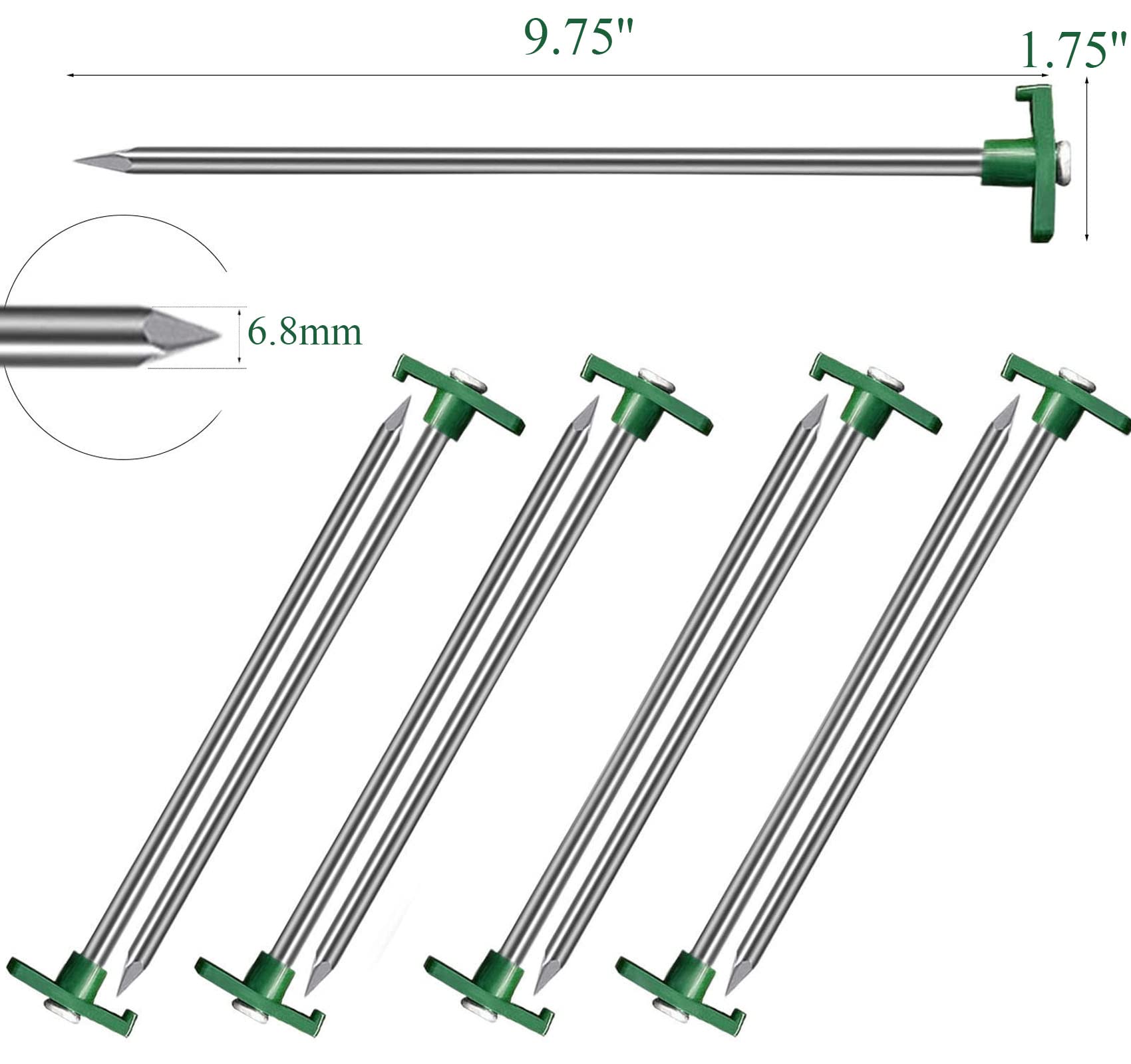 Cheardia 20 Pack Tent Stakes Heavy Duty, 10.25 Inch Yard Stakes Non-Rust Metal Tent Pegs Ground Stakes Tent Spikes For Camping P