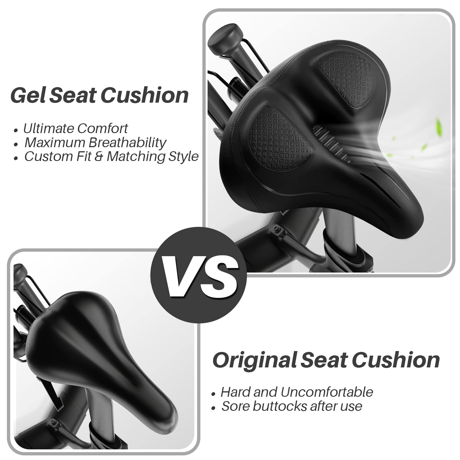 Oversized Comfort Seat Cushion Compatible With Peloton, Spin Bike, Road Or Exercise Bikes, Bicycle Wide Saddle Replacement For M