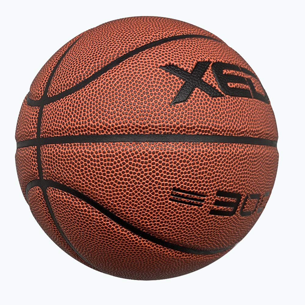 Xedge Basketball Size 5/6/7 Composite Leather Street Basketball Indoor Outdoor Game Ball With Needle,Pump And Carry Bag (Red-300