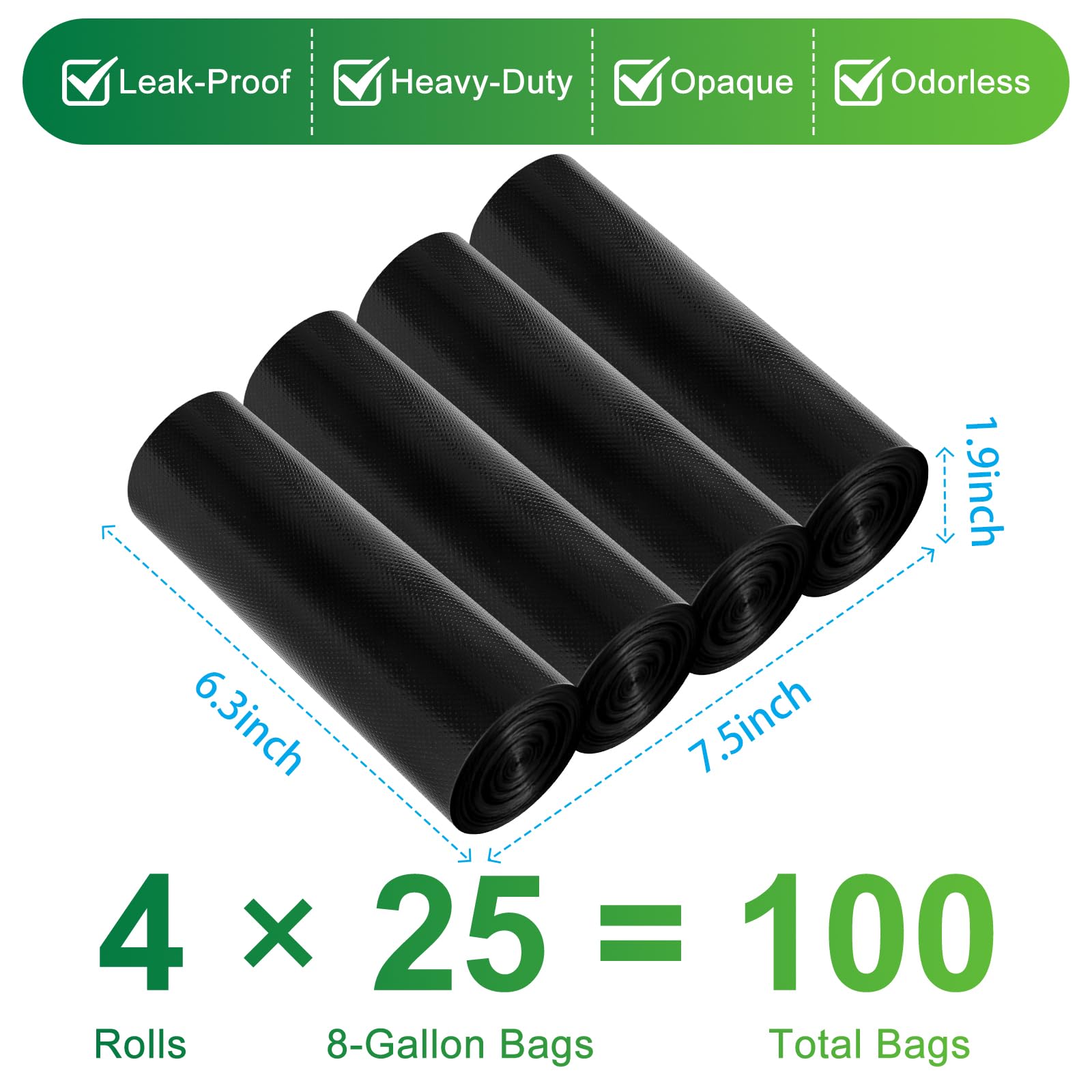 100 Portable Toilet Bags - Camping Toilet Bags, Biodegradable Porta Potty Bag For Portable Toilet, 8 Gallon Toilet Waste Bags Fo