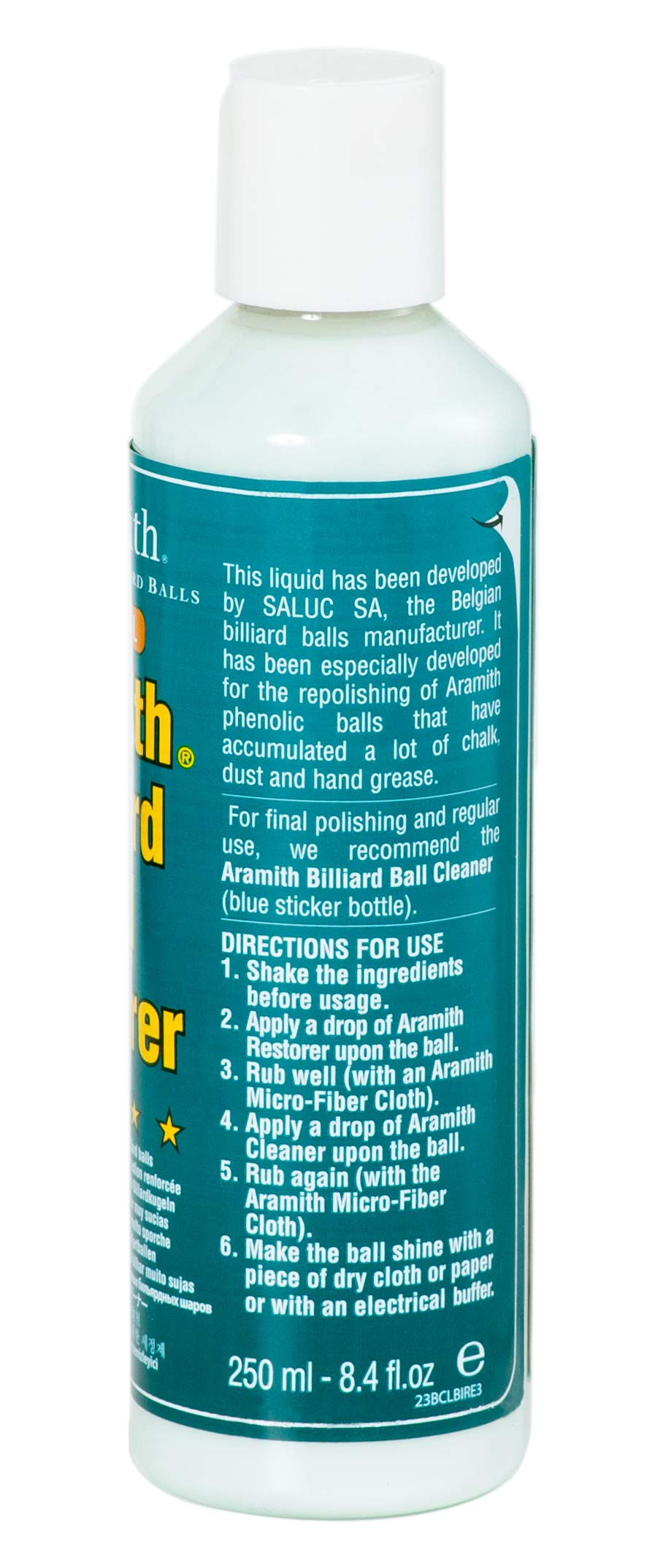 Aramith Bundle Of 3 Items Billiard Ball Cleaner, Billiard Ball Restorer 8.4 Fl.Oz. Bottles Microfibre Cloth