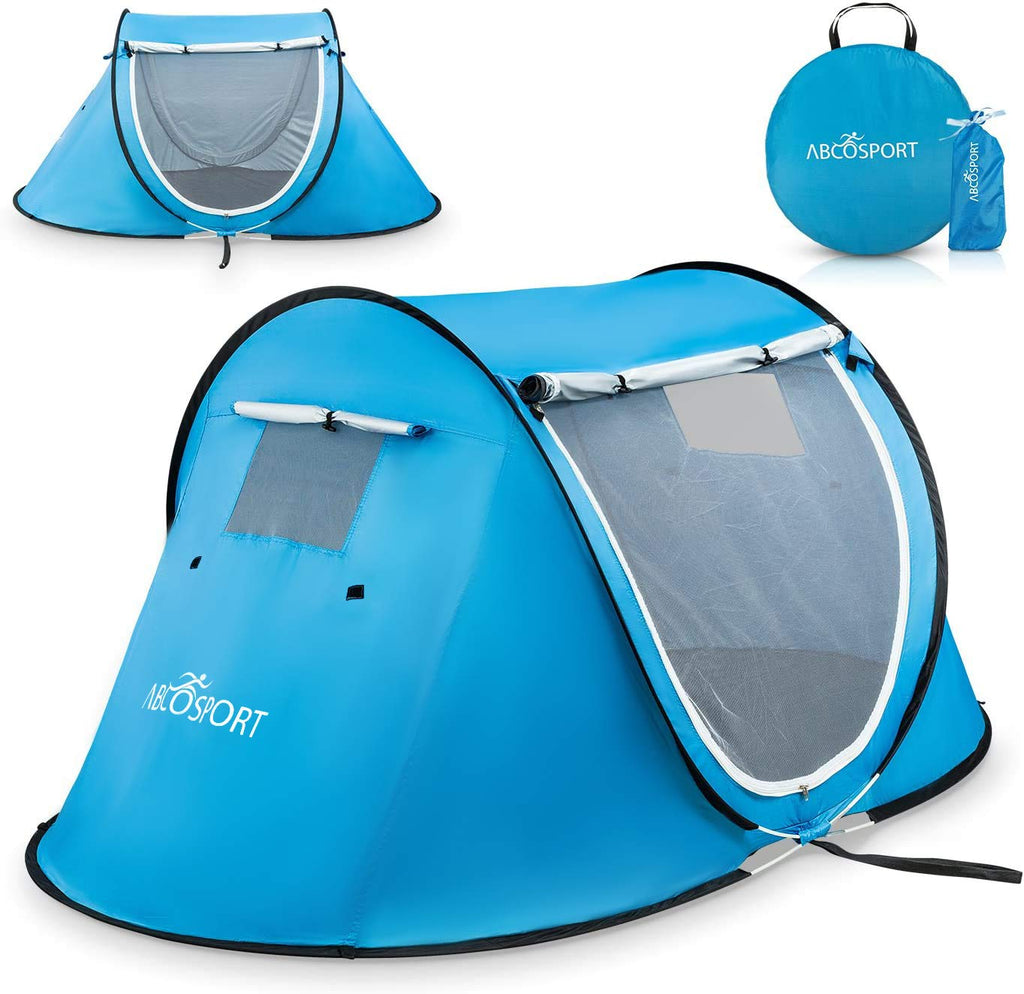 Abco Tech 2-Person Sky Blue Pop Up Portable Cabana Tent - 2 Doors, Water-Resistant, Uv Protection, Carrying Bag