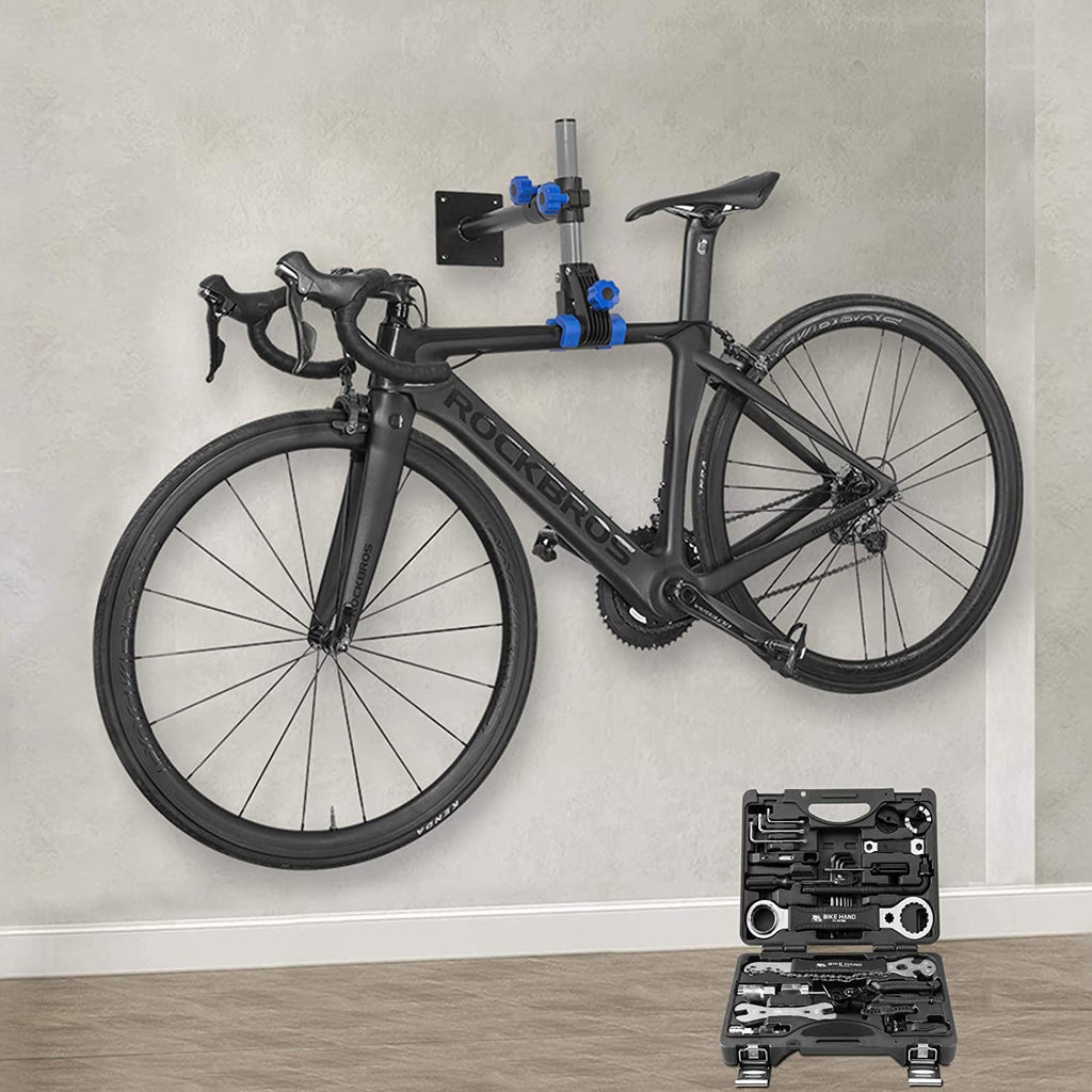 Rockbros Bike Repair Stand Wall Workbench Mount Rack Workstand Clamp Height Adjustable Home Bicycle Maintenance Rack For Road Mo