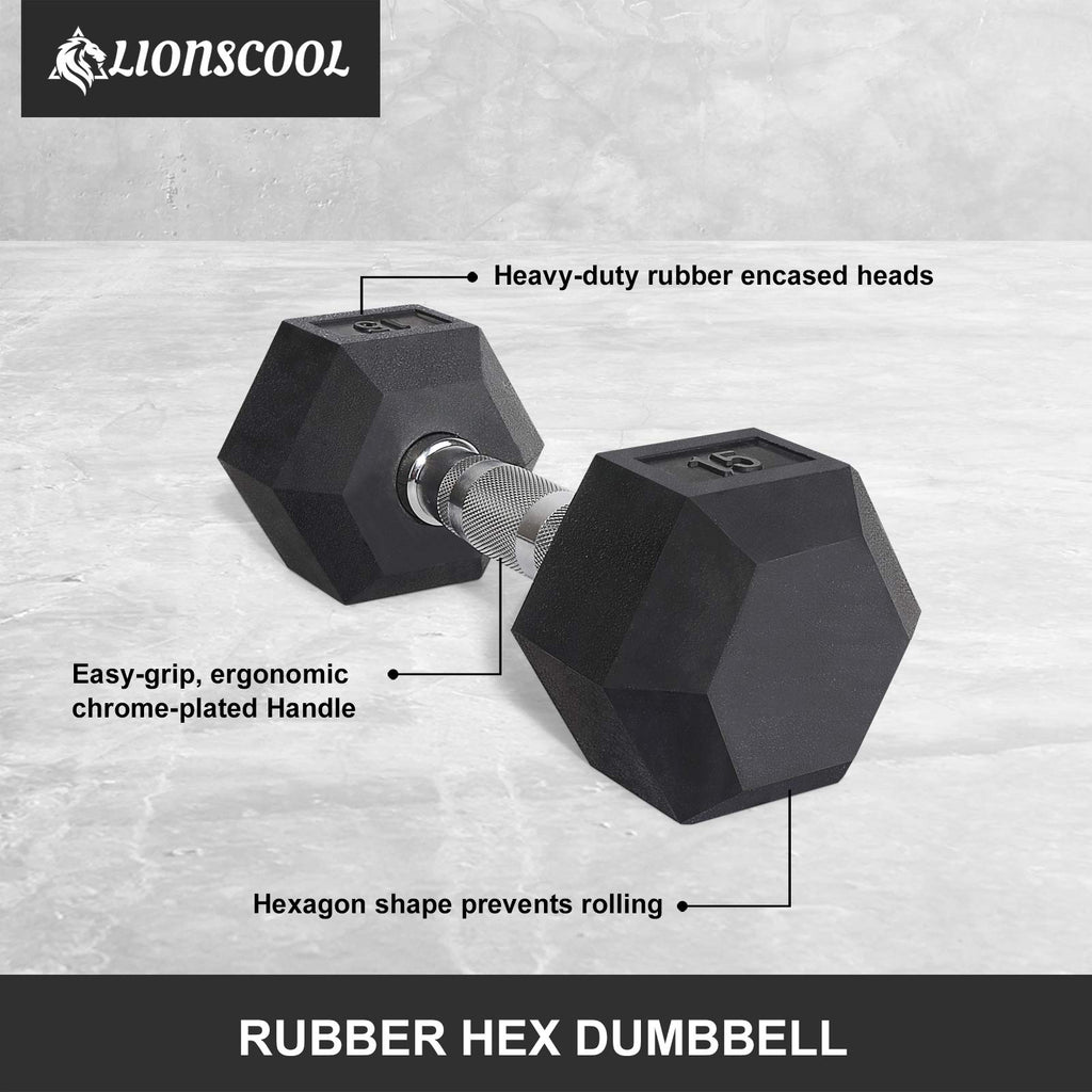 Lionscool Hex Dumbbell (50Lb Single)