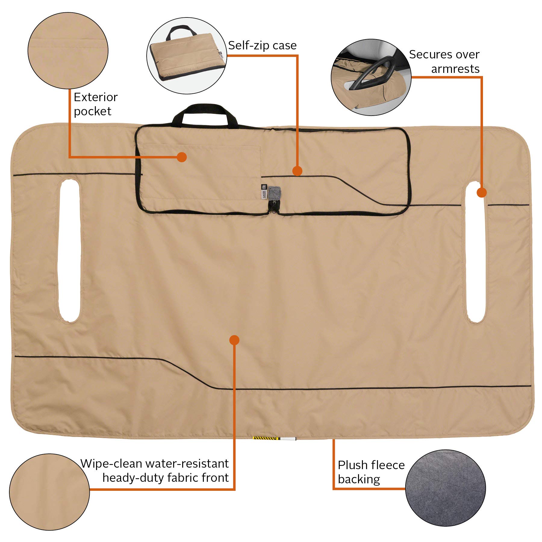 Classic Accessories Fairway Golf Cart Seat Blanket, Light Khaki