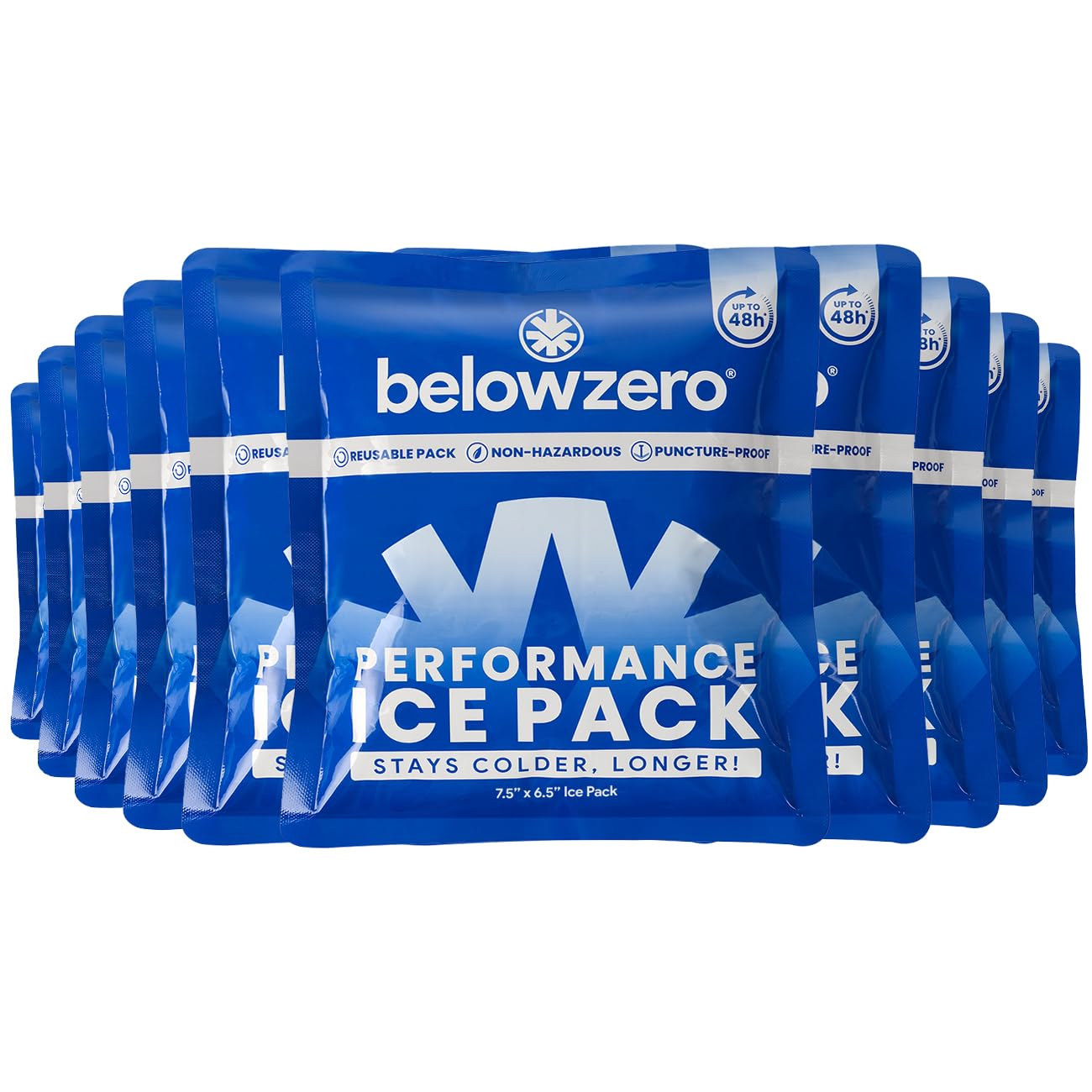 Below Zero Prefilled Reusable Ice Packs For Coolers | Long Lasting Freezer Ice Blocks For Camping, Lunch Bags & More | 48 Hour C