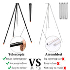 Caroyino 21-Inch Campfire Tripod, 47-Inch Five-Position Telescopic Camping Tripod With Adjustable Suspension Chain, Camping Trip