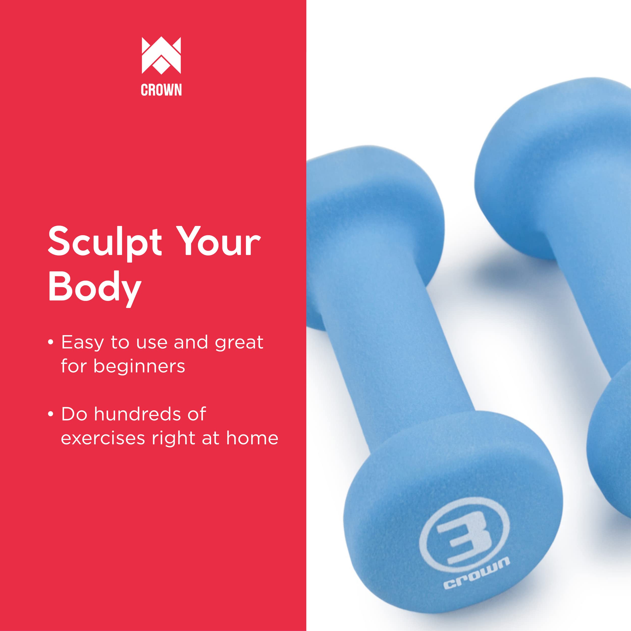 Set Of 2 Body Sculpting Hand Weights - Soft Neoprene Coated Dumbbell Set - Supplies For Exercise, Workout, Weight Loss, Body Bui