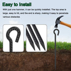 18 Inch Rebar Stakes With Loop 12 Pack Camping Tent Ground Anchors Heavy Duty 1/2 Inch Diameter Metal Tree Stakes And Supports F