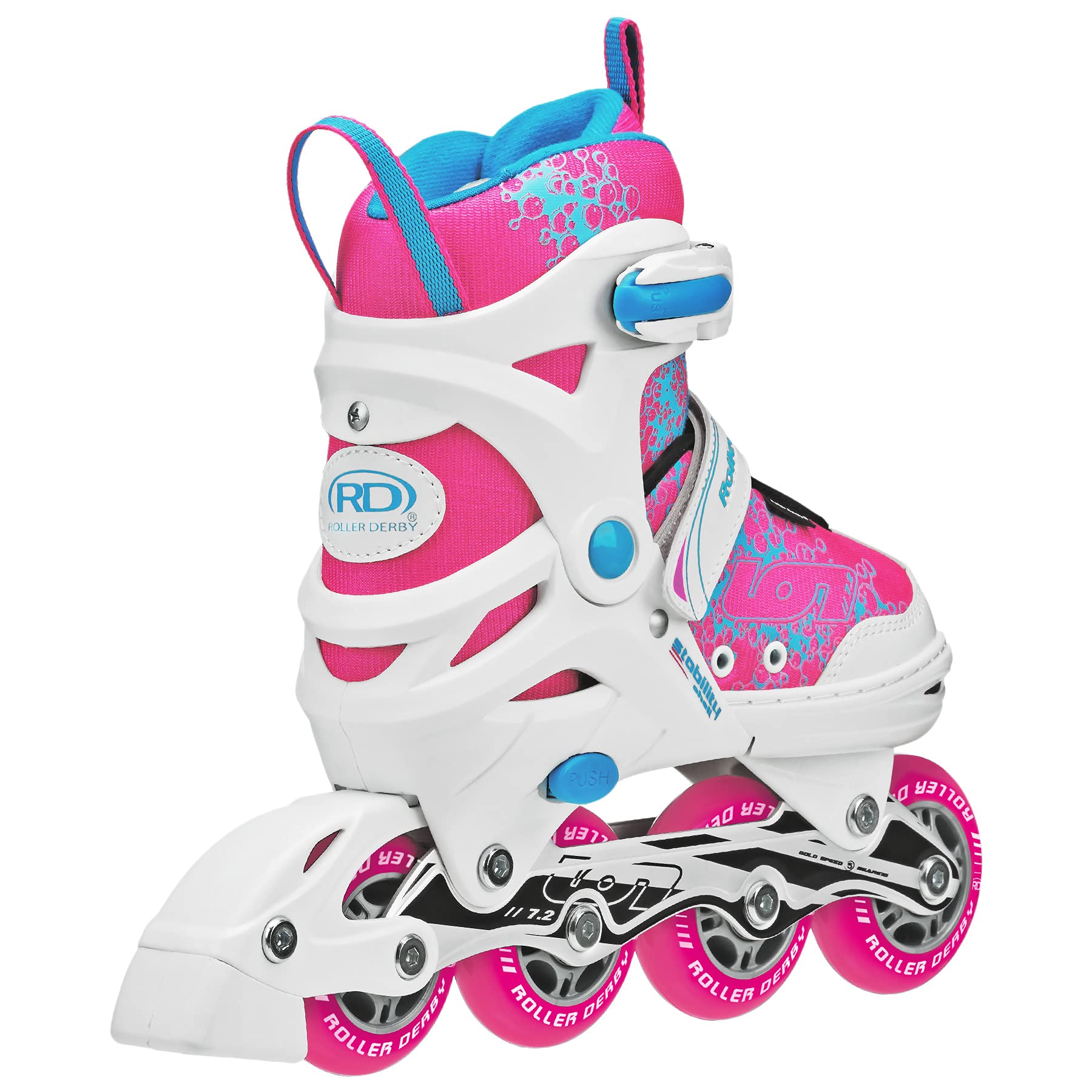 Roller Derby Ion 7.2 Girl'S Adjustable Inline Skates White/Pink Size Medium (2-5)