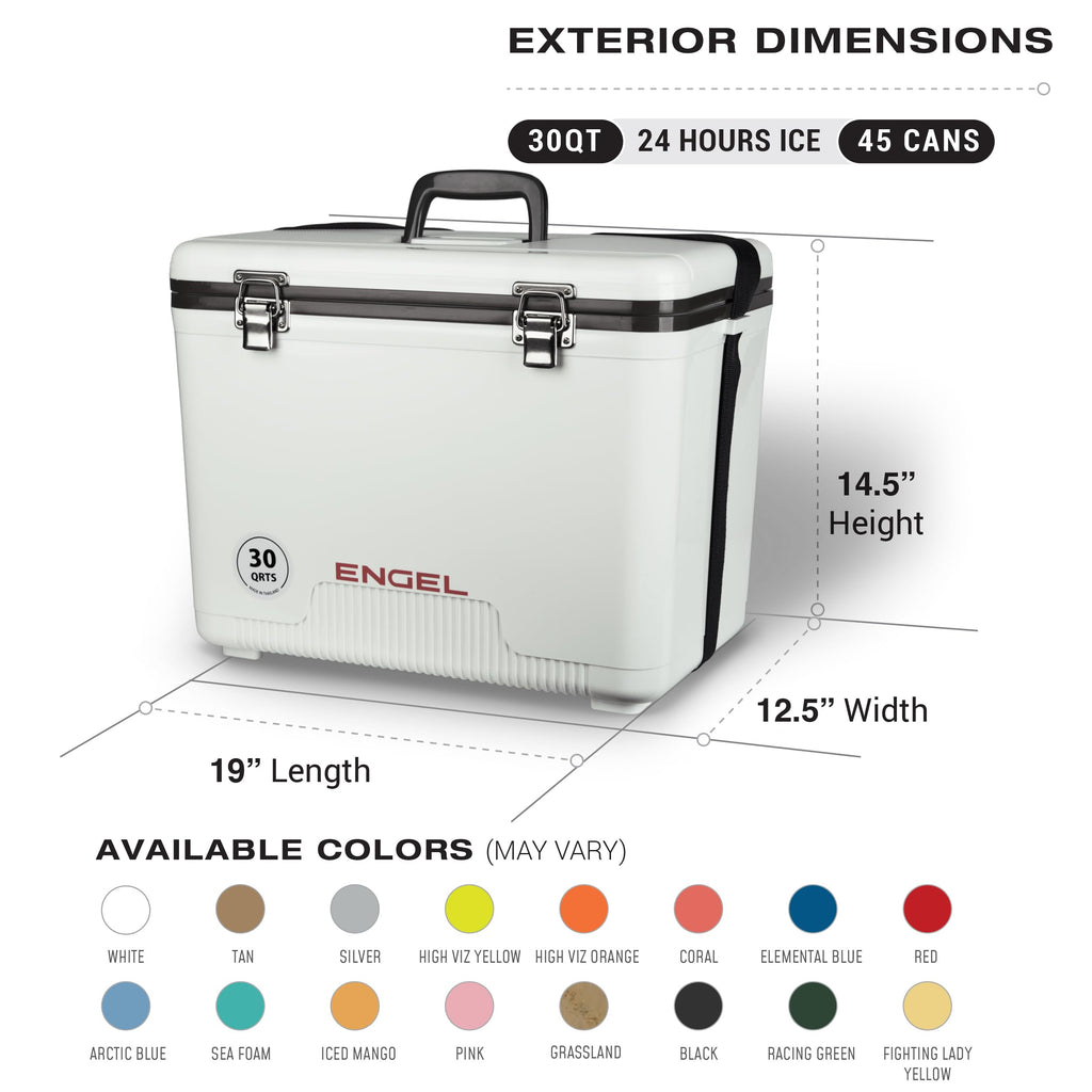 Engel Uc30 30Qt Leak-Proof, Air Tight, Drybox Cooler And Hard Shell Lunchbox For Men And Women In Orange High-Visibility