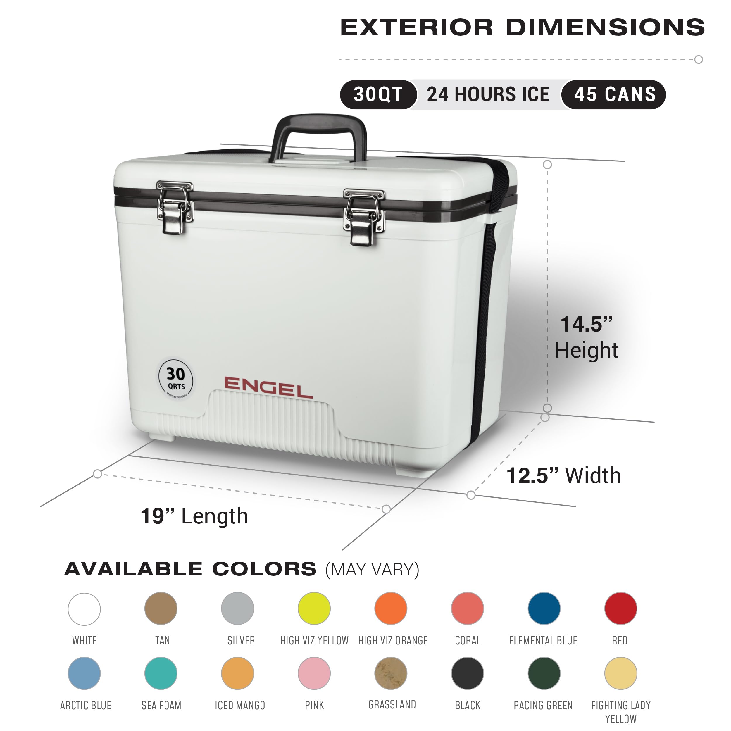 Engel Uc30 30Qt Leak-Proof, Air Tight, Drybox Cooler And Hard Shell Lunchbox For Men And Women In Orange High-Visibility