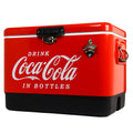 Coca-Cola Ice Chest Beverage Cooler With Bottle Opener, 51L (54 Qt), 85 Can Capacity Portable Cooler, Red And Black, For Camping
