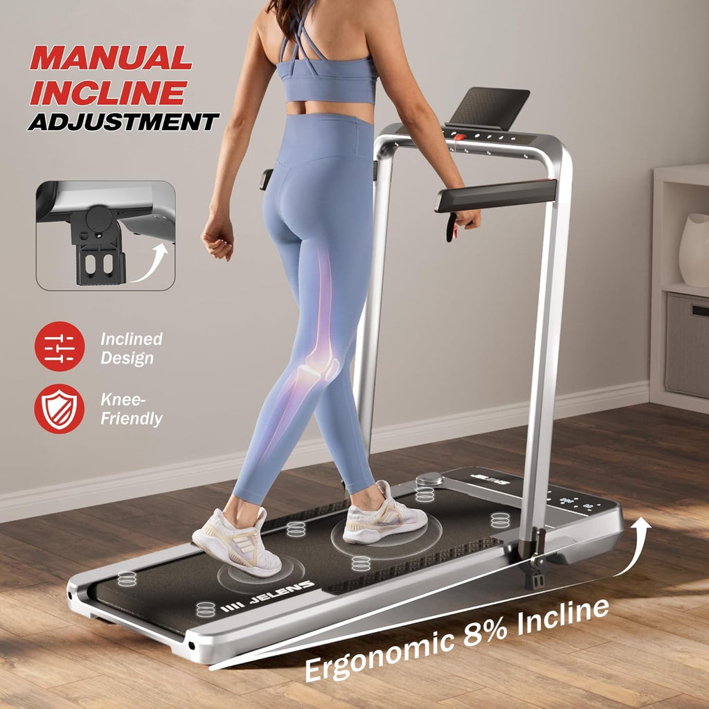 Treadmill for Home, Walking Pad Treadmill with Incline, 2-in-1 Portable Walking Pad with Handle Bar, 330LBS Weight Capacity 2.5H