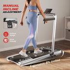 Treadmill for Home, Walking Pad Treadmill with Incline, 2-in-1 Portable Walking Pad with Handle Bar, 330LBS Weight Capacity 2.5H