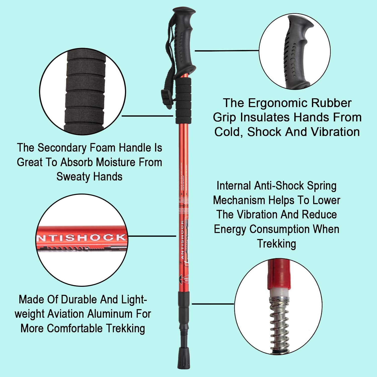 Aihoye Hiking Trekking Poles, 2 Pack Collapsible,Lightweight, Anti Shock, Hiking Or Walking Sticks,Adjustable Hiking Pole For Me