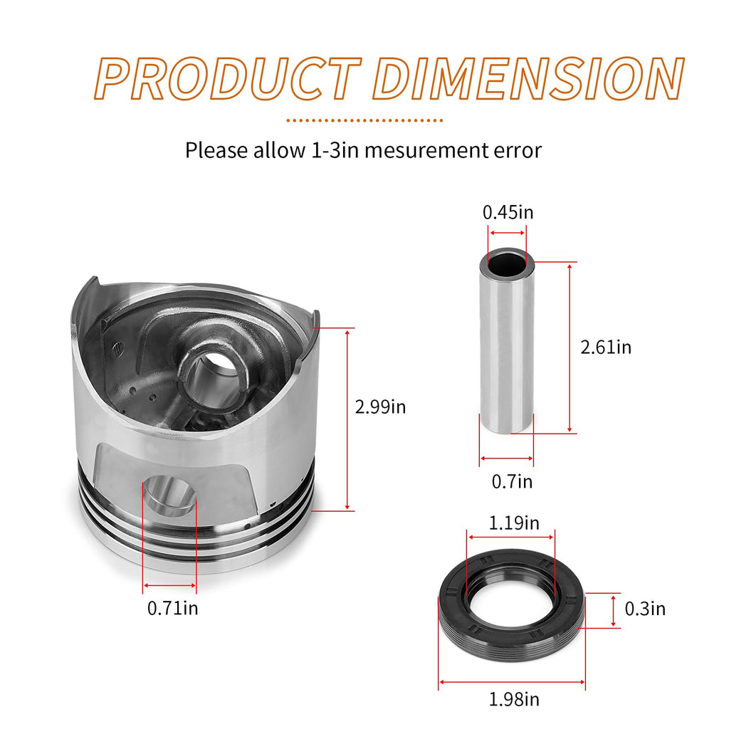 341Cc Engine Rebuild Kit Piston & Ring W/Gasket Std For Club Car Gas Golf Cart 1986-1991 1012515