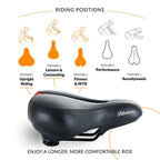 Bikeroo Bike Seat Cushion For Women - Universal Memory Foam Bicycle Seat For Mountain, Road, Exercise Bike - Comfortable Padded