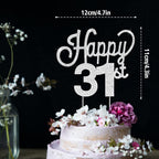 Lingteer Happy 31St Birthday Silver Rhinestone Cake Topper - Cheers To 31St Birthday 31 Years Old Anniversary Party Cake Centerp