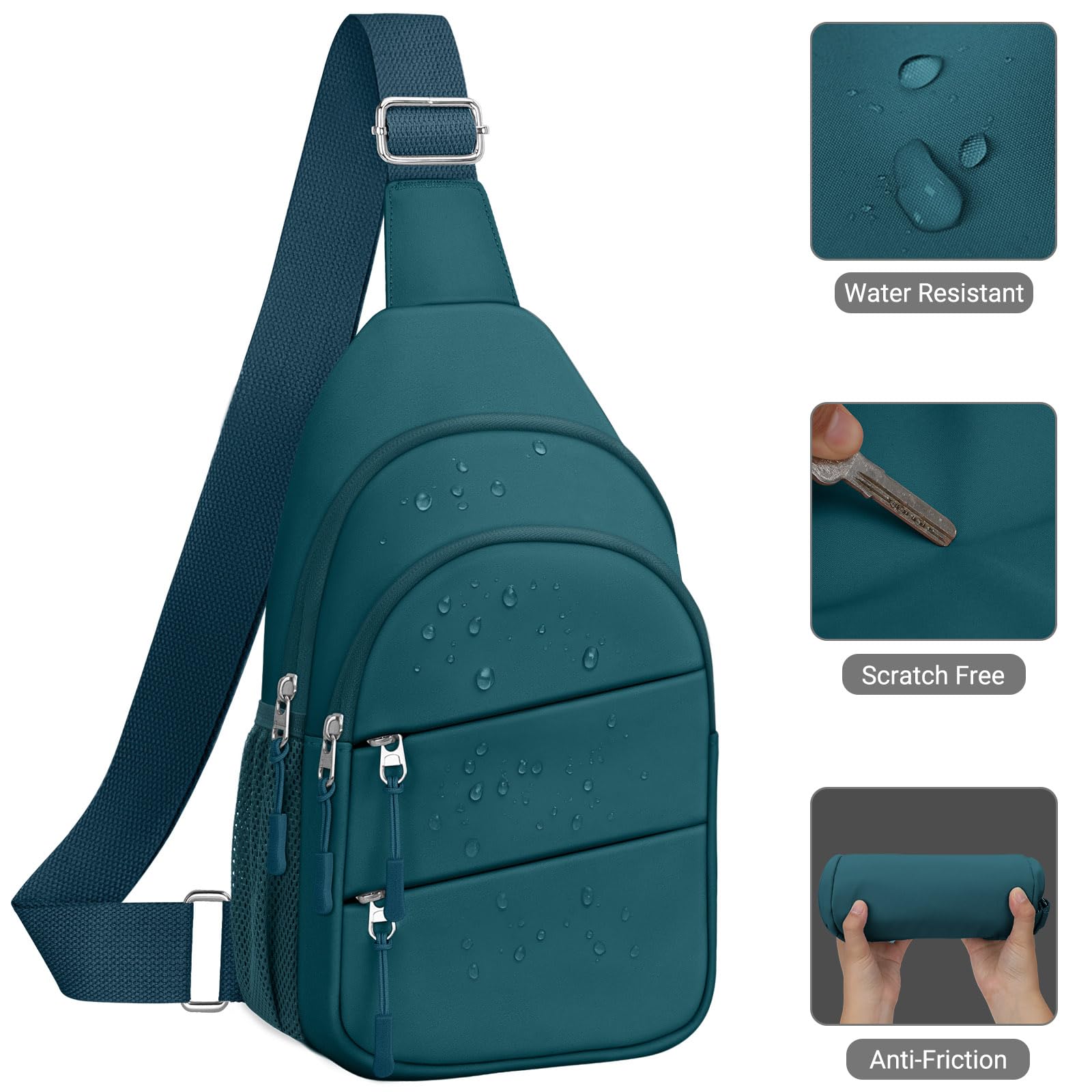 Tuwubi Crossbody Bags for Women, Sling Bag for Men, Small Hiking Backpack Anti Theft Lightweight for Outdoors Travel (L, Teal Bl