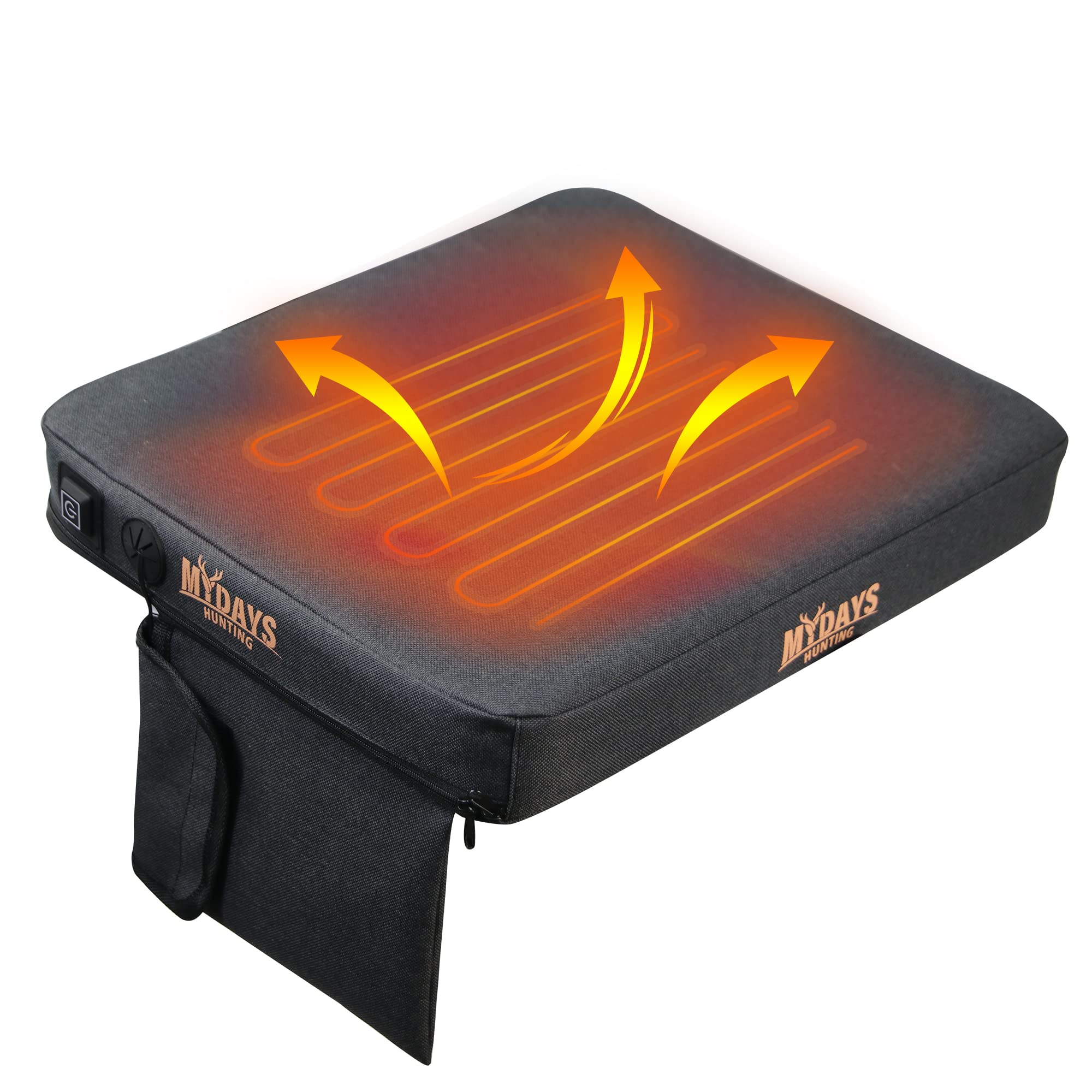 Mydays Portable Heated Seat Cushion, Memory Foam Heating Seat Pad For Outdoor Stadium Bleacher Camping, Power Bank Not Included(