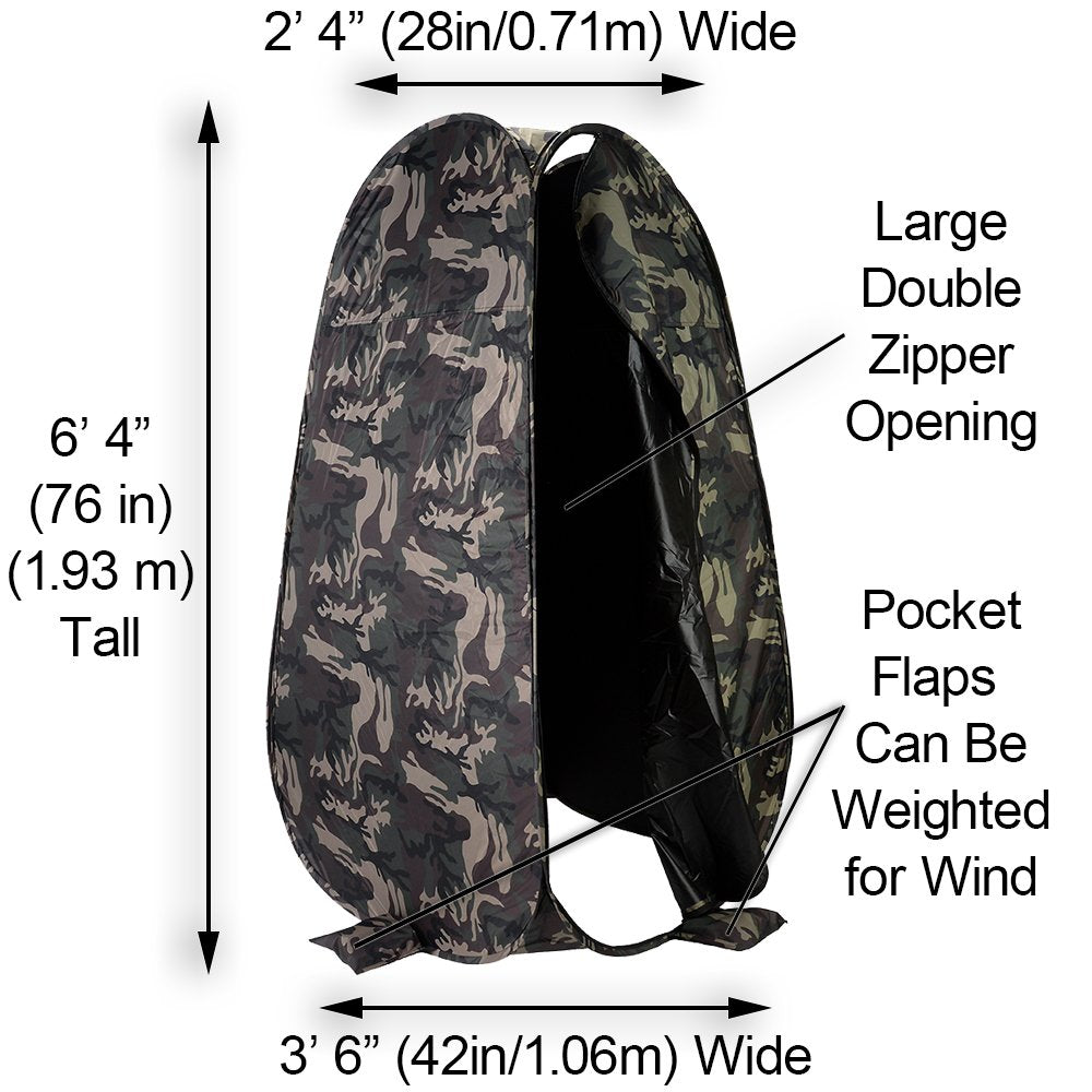 Fotodiox Collapsible Portable Indoor/Outdoor Changing Room - Camo, 64'' Tall, 36''X36'' Base, Pop-Up Dressing Tent