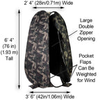 Fotodiox Collapsible Portable Indoor/Outdoor Changing Room - Camo, 64'' Tall, 36''X36'' Base, Pop-Up Dressing Tent