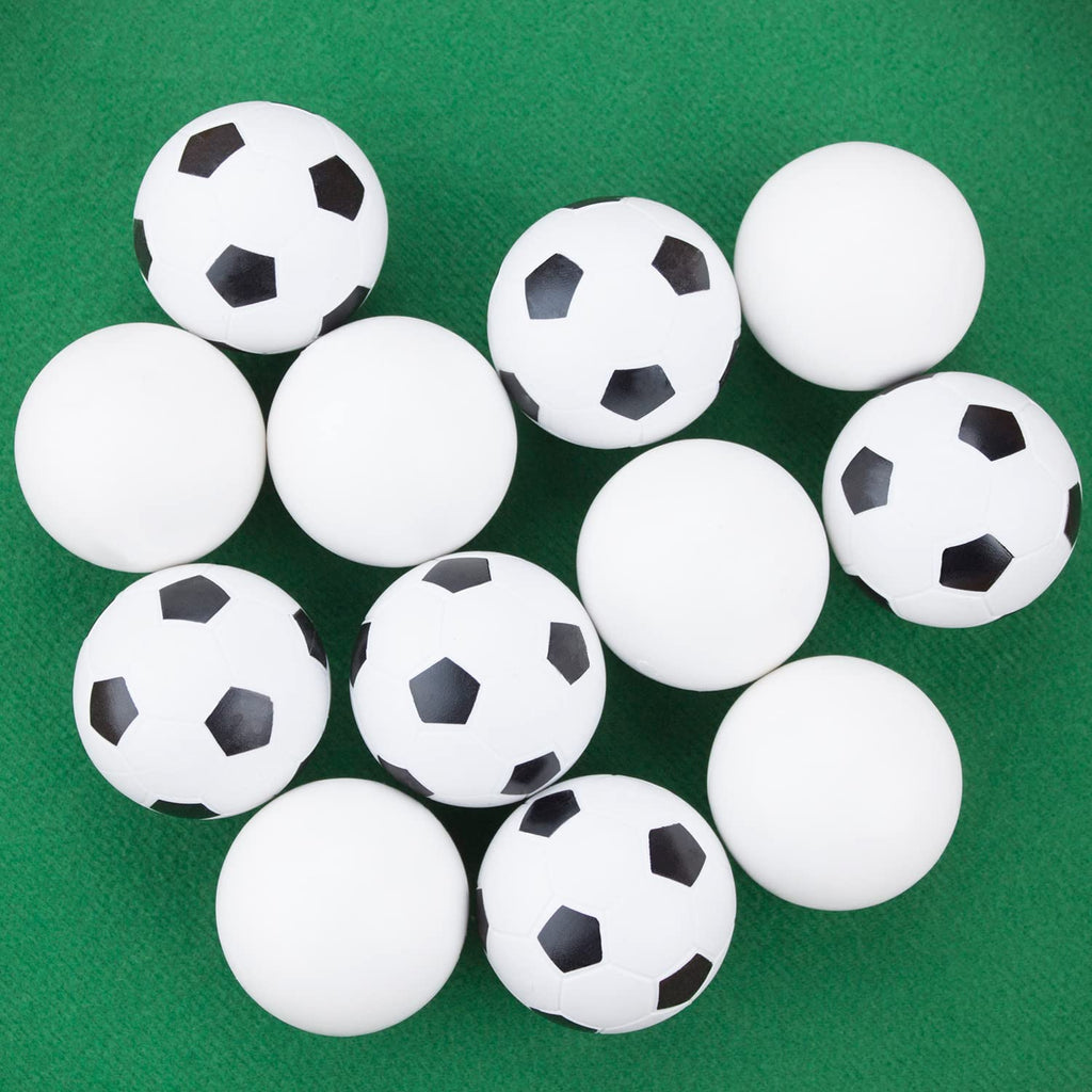 12 Pack Of Mixed Foosballs - For Standard Foosball Tables & Classic Tabletop Soccer Game Balls (6 Black & White Soccer) (6 Smoot
