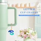 Letter Charm Accessories for Stanley Cup 1 PCS Cute Initial Keychain Handle Charm for Stanley Tumbler for Women Blue Letter S