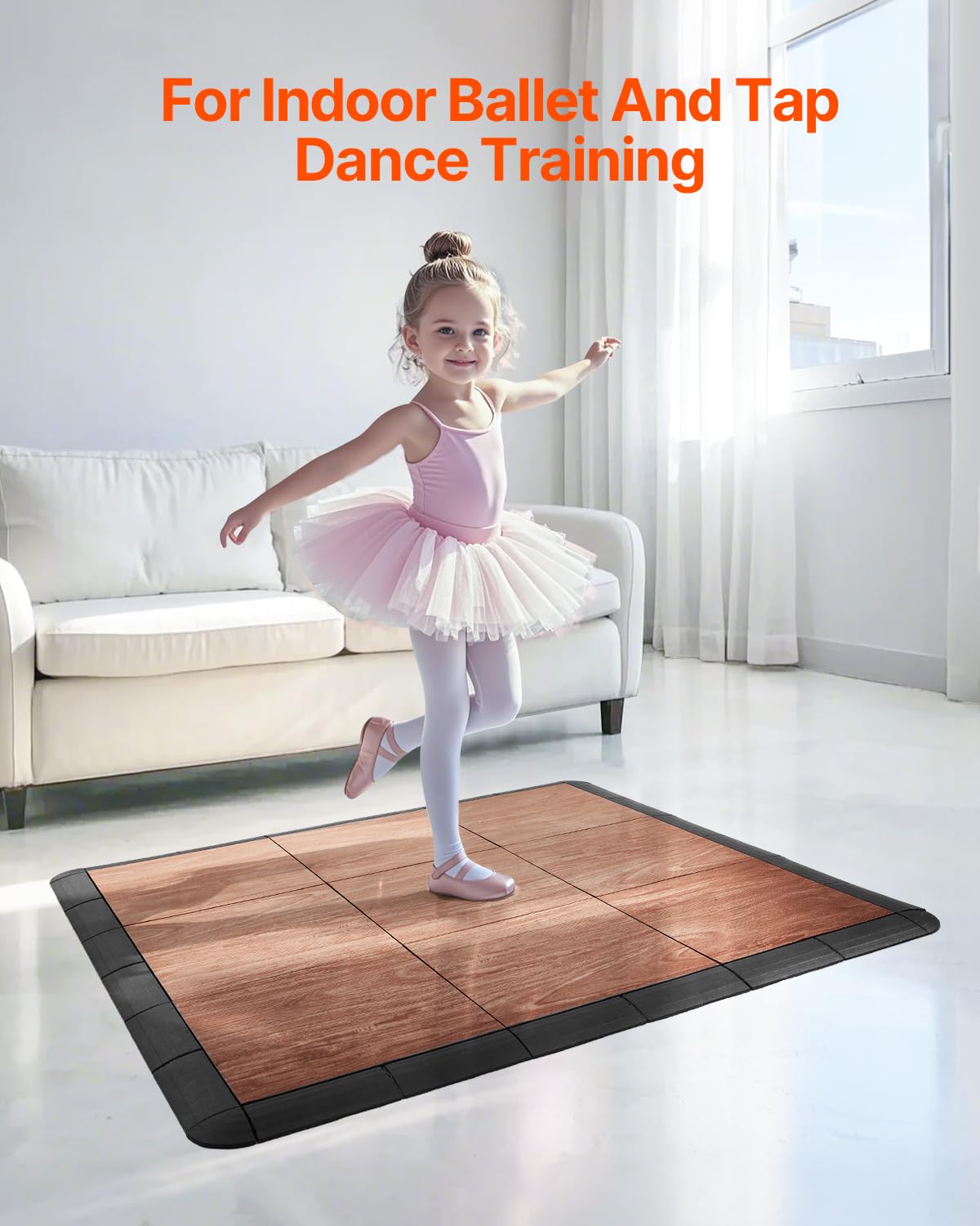 Vevor Dance Floor Tiles, 12.4 X 12.4 In 9 Piece Interlocking Dance Flooring, Portable Dance Practice Floor With Cushioned Base (