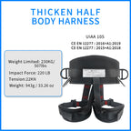 Newdoar Ce Uiaa Certification Thickness Climbing Harness,Wider Half Body Harness For Rock Rappelling Fire Rescuing Tree Climbing