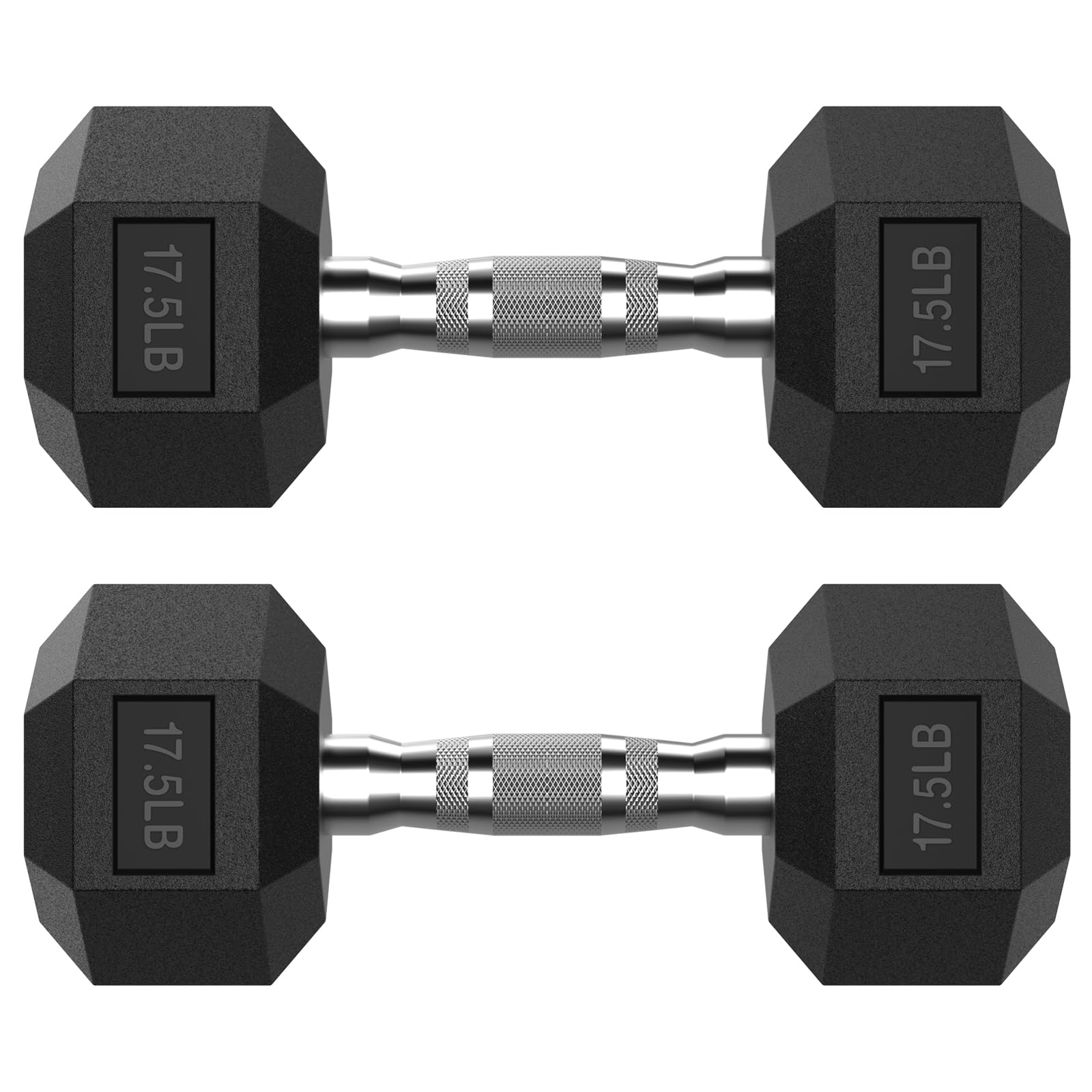 HANDBODE 17.5LB Hex Dumbbell Pair, Rubber Encased Hexagonal Hand Weights for Strength Training, Workouts & Exercise