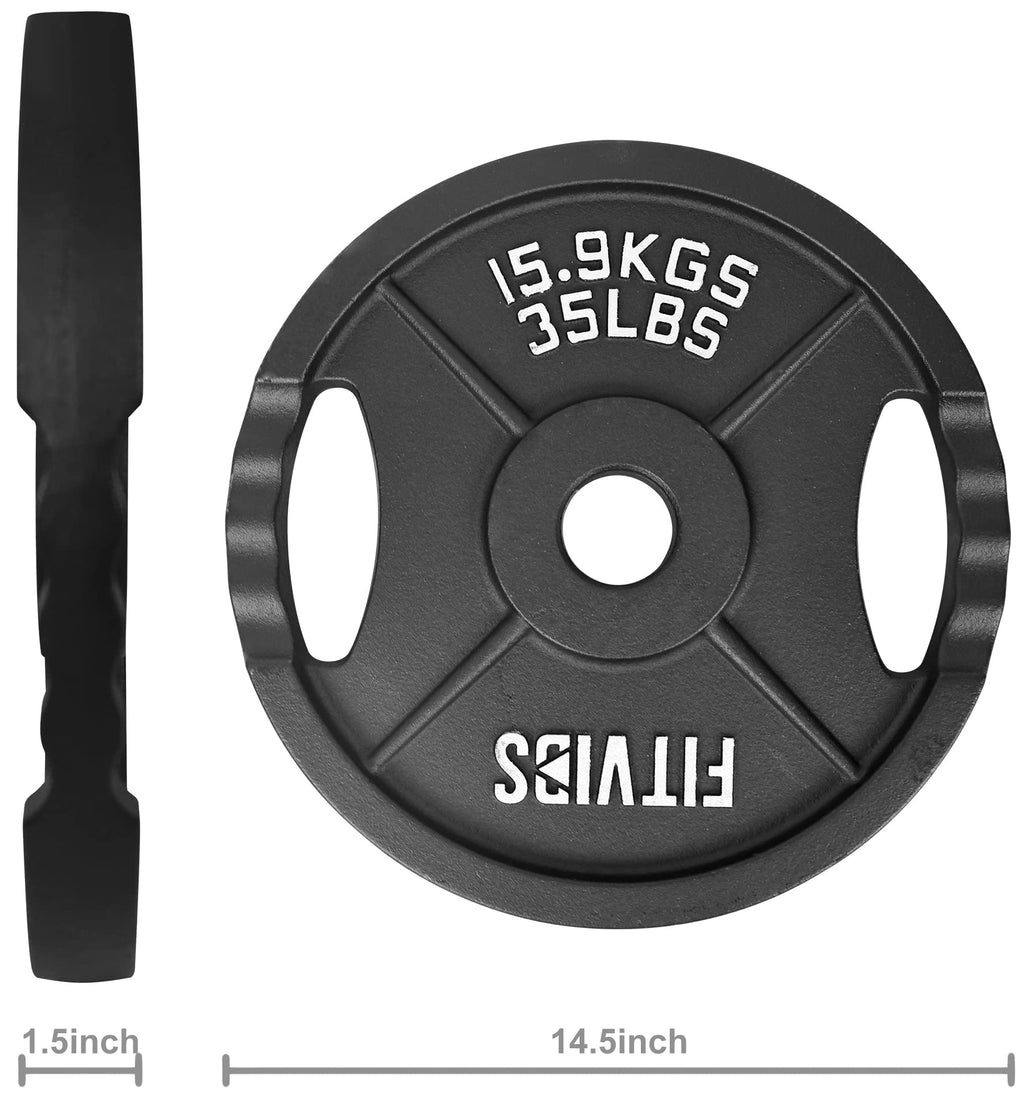 Fitvids Olympic 2-Inch Cast Iron Plate Weight Plate For Strength Training And Weightlifting, Two Hole Style, 35Lb Pair