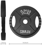 Fitvids Olympic 2-Inch Cast Iron Plate Weight Plate For Strength Training And Weightlifting, Two Hole Style, 35Lb Pair