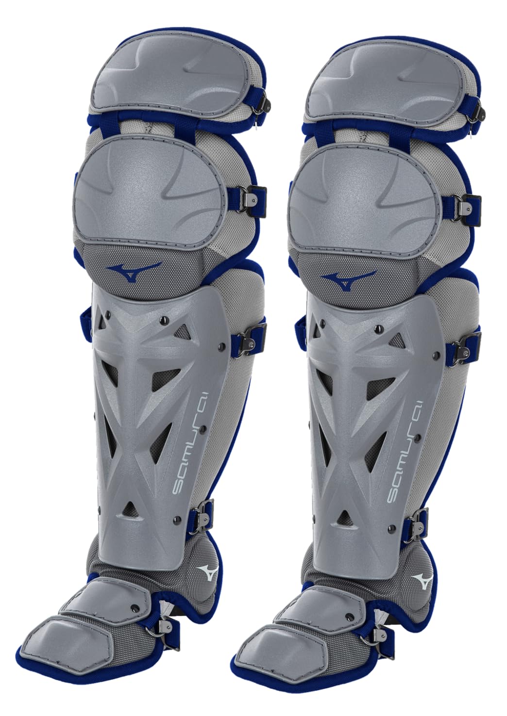 Mizuno Samurai Fastpitch Softball Women's Shin Guards 15, GREY-NAVY