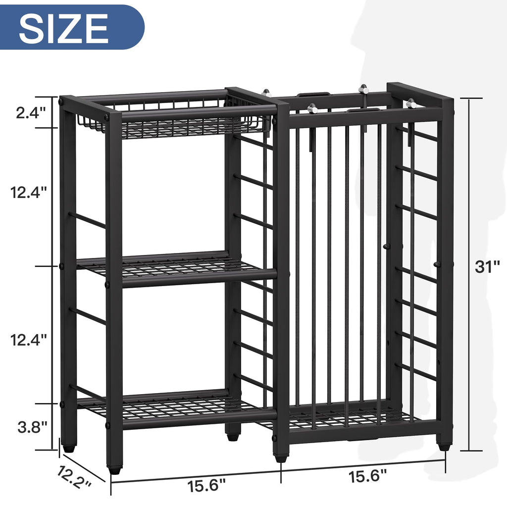 Famidge Sports Equipment Organizer, Ball Storage Rack With Elastic Straps, Garage Sports Organizer Storage Cart With Hooks, Bask