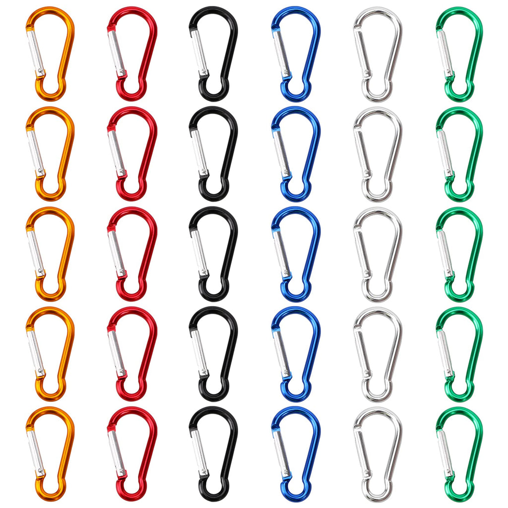 Samloo 30Pcs Mini Aluminum Carabiner Spring Clip 2'' Snap Hook Keychain For Outdoor Camping Hiking Fishing Traveling Backpack Bo